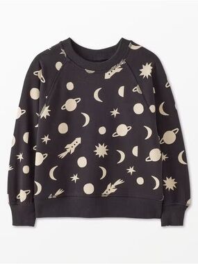 Hanna Andersson Black Sweatshirt with Cream Space Print Size 10